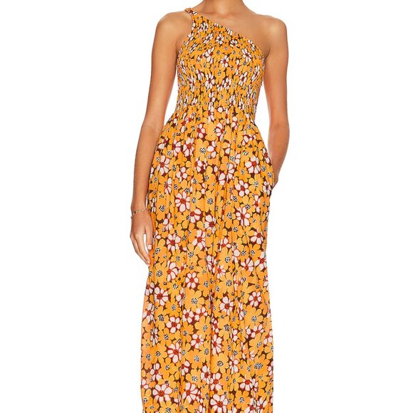 Revolve Faithfull the Brand Khalani Midi Dress Li Reni Floral Yellow Size 4 - Picture 1 of 10